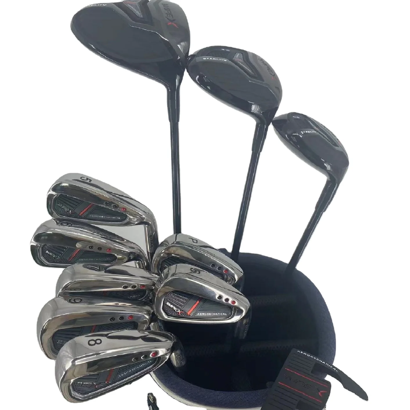 Men's Right Hand Complete Golf Set with Black/Red Stand Bag for great feedback and feel.