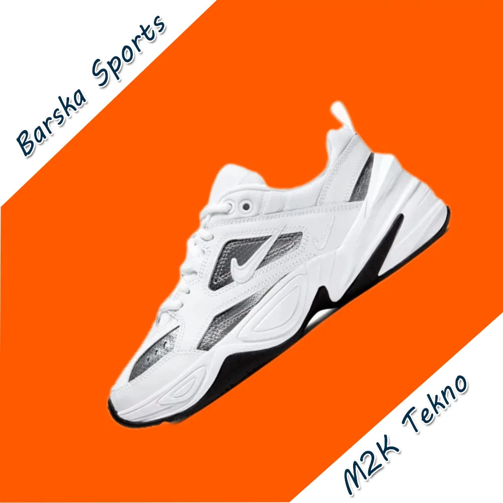 Nike M2K Tekno Low Sneakers da donna Classic Retro Casual scarpe goffe invernali Sneakers comode e ammortizzate leggere Bianco e argento