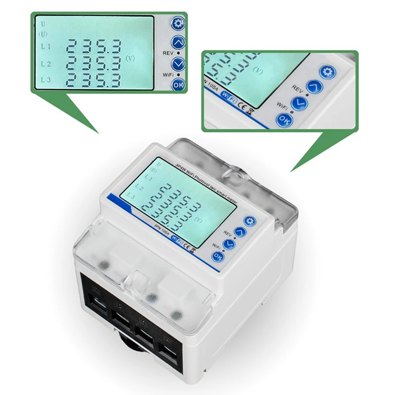 3 fasi 380V 100A Tuya Wifi Smart misuratore di Kwh bidirezionale Over Under Voltage Protector relè interruttore limite di corrente facile