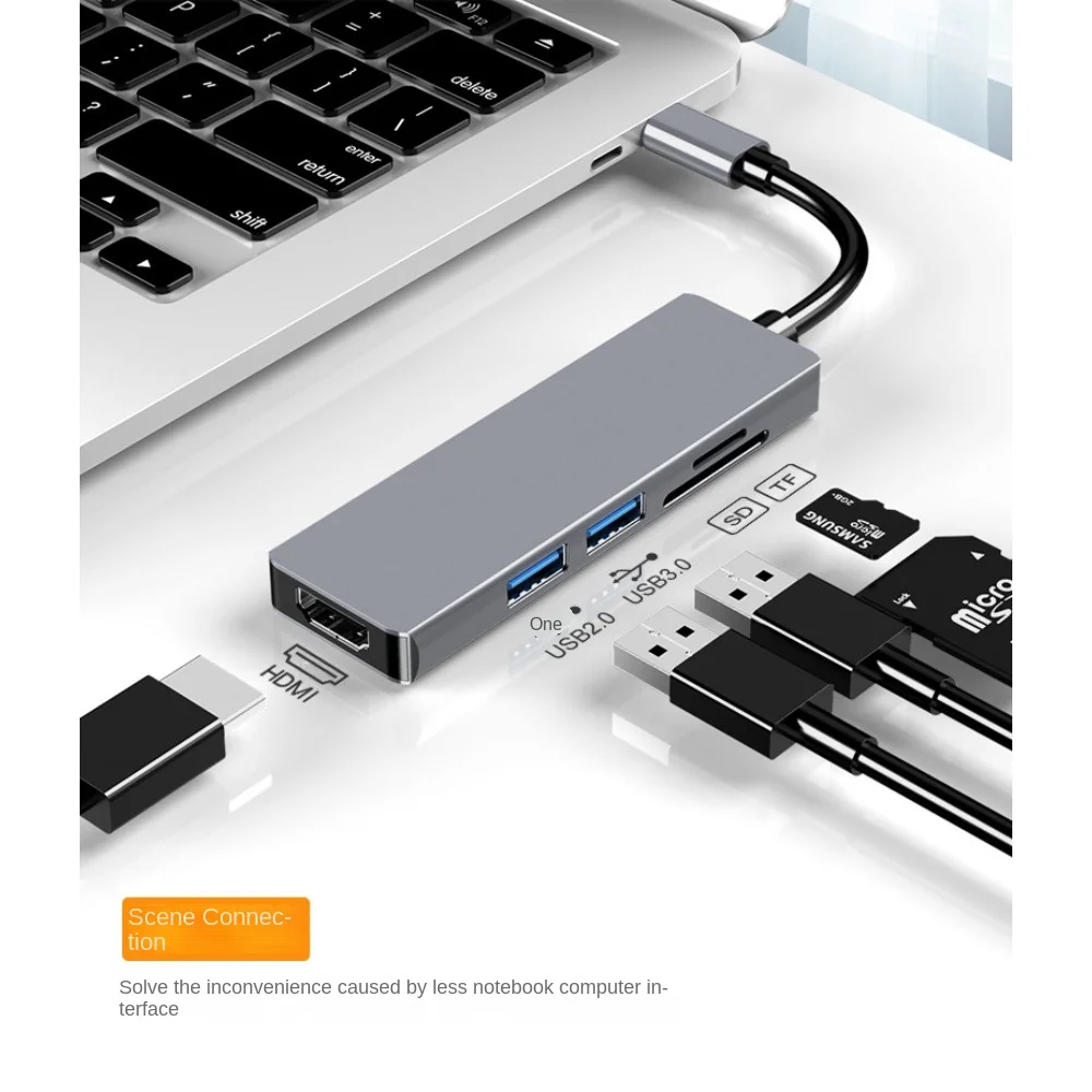 Tipo-C Docking Station para HDM Card Reader, Notebook Expansão Dock, USB Extender Hub Concentrator