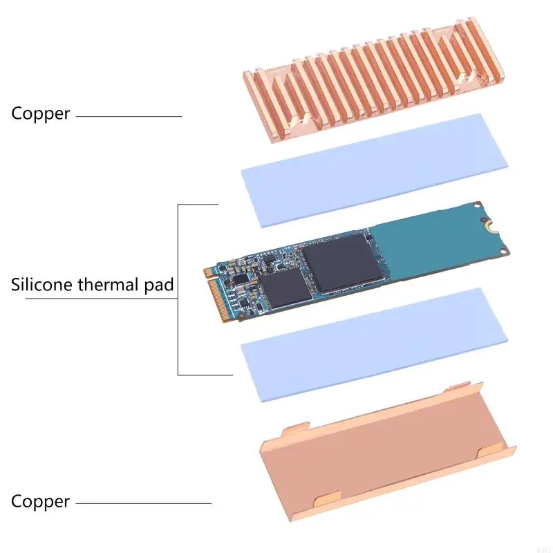 W8KF Heatsink Cooler Heat Sink Thermal Conductive Adhesive for M.2 NGFF 2280 PCI-E NVME SSD Thick 8mm for