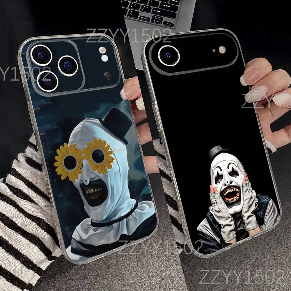 

T-TerrifierS Clown HORROR Print Phone Case For iPhone 17,16,15,14,13,12,11 Pro,Max,Plus,X,XS,XR,SE4,E Mini Transparent Soft