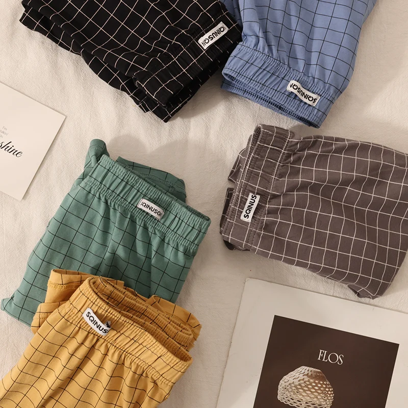 Men's Boxer Briefs 3-Pack - 95% Polyester 5% Spandex Colorful Grid Pattern, Ultra Lightweight & Quick-Dry