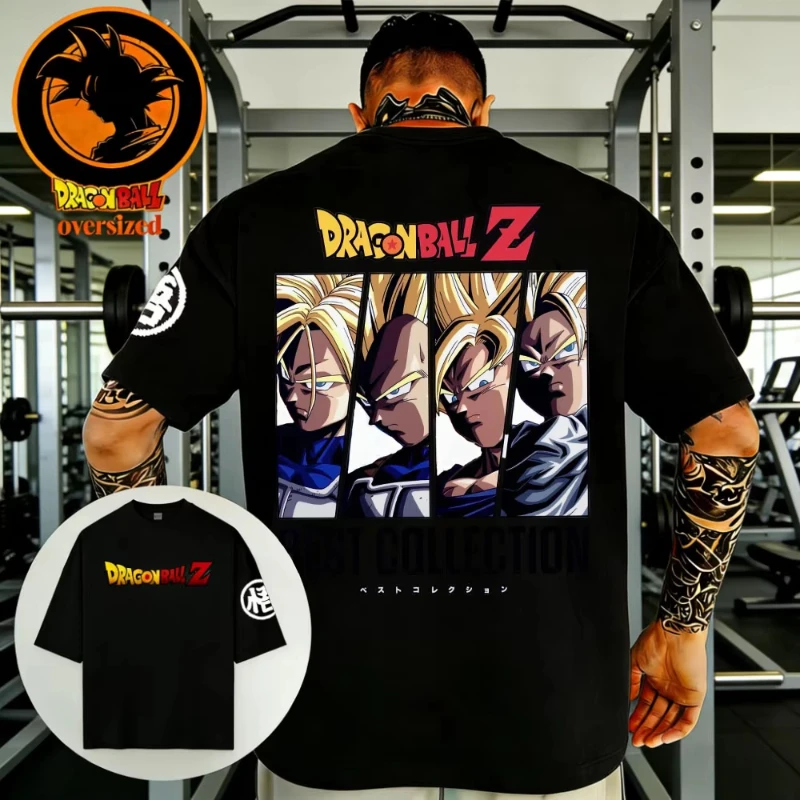 

2026 Summer Dragon Ball Retro Pure Cotton Fitness T-shirt Men's Oversized Short-sleeved Family Unisex Children's Casual Shirt
