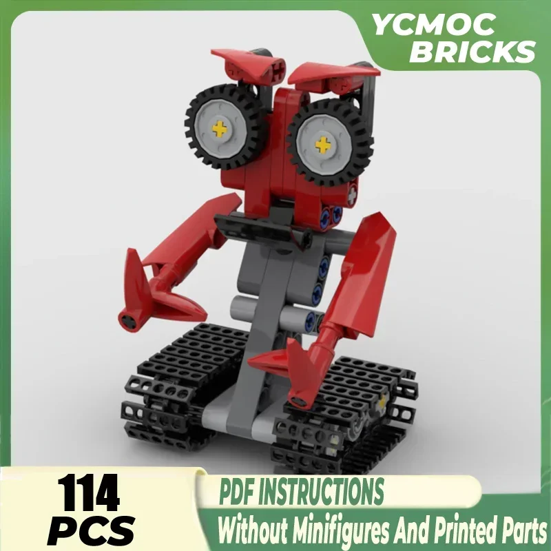 YcMoc Building Blocks Lovely Red Mechanics Automaton Model Technology Bricks DIY Tiny Robots Toys For Kids Children Gift