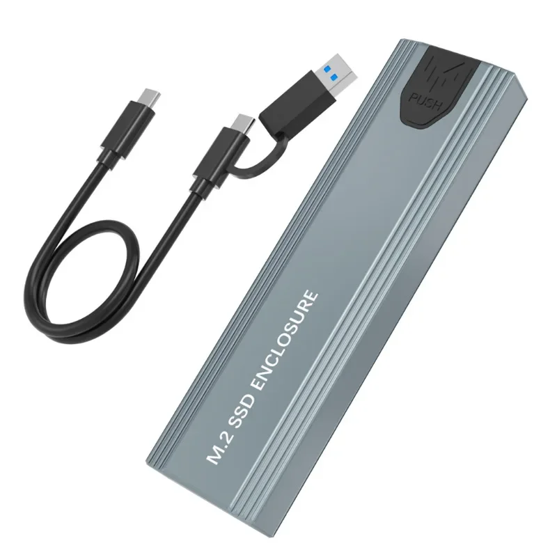

Dual Protocol M.2 SSD Hard Disk Case NVMe/SATA High Speed 10Gbps Aluminum Shell Cooling Solid State Mobile Hard Disk Case
