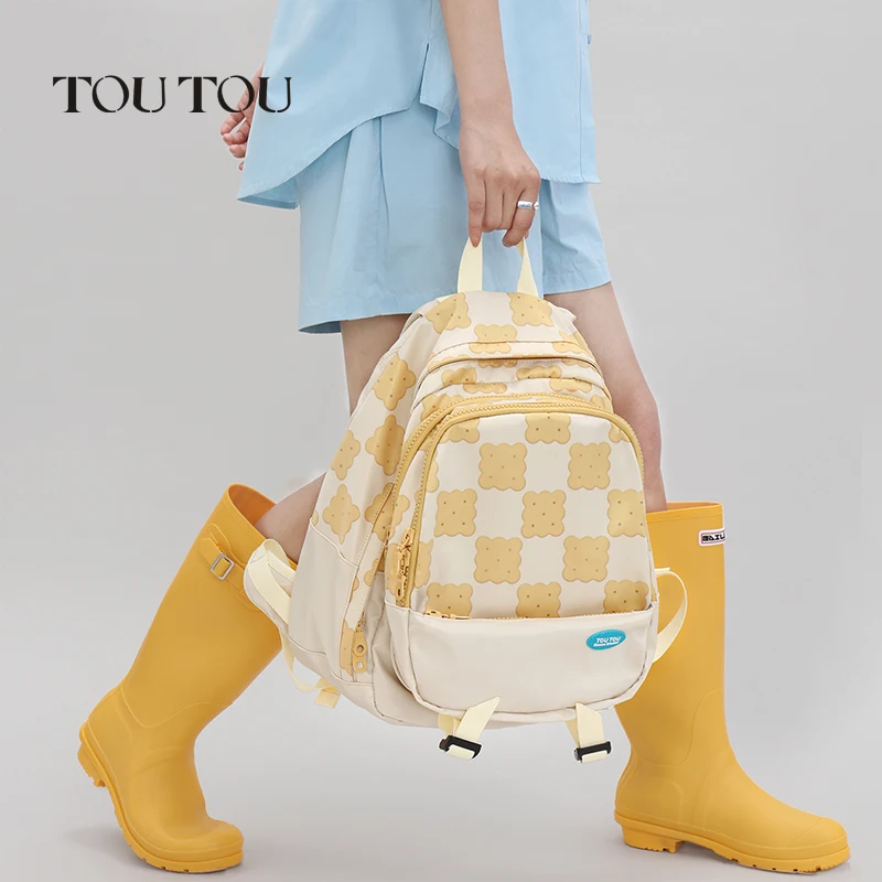 TOUTOU Plaid Pattern Backpack for Women Versatile Bookbag With Adjustable Strap Large Capacity Trendy Handbag for Travel Hike