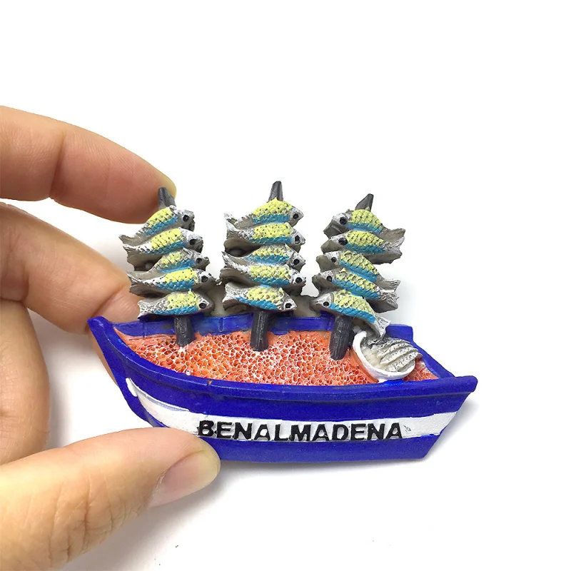 

Spanish Benal Maderna Creative Grilled Fish Boat Magnetic Refrigerator Magnet Travel Souvenir Home Decoration
