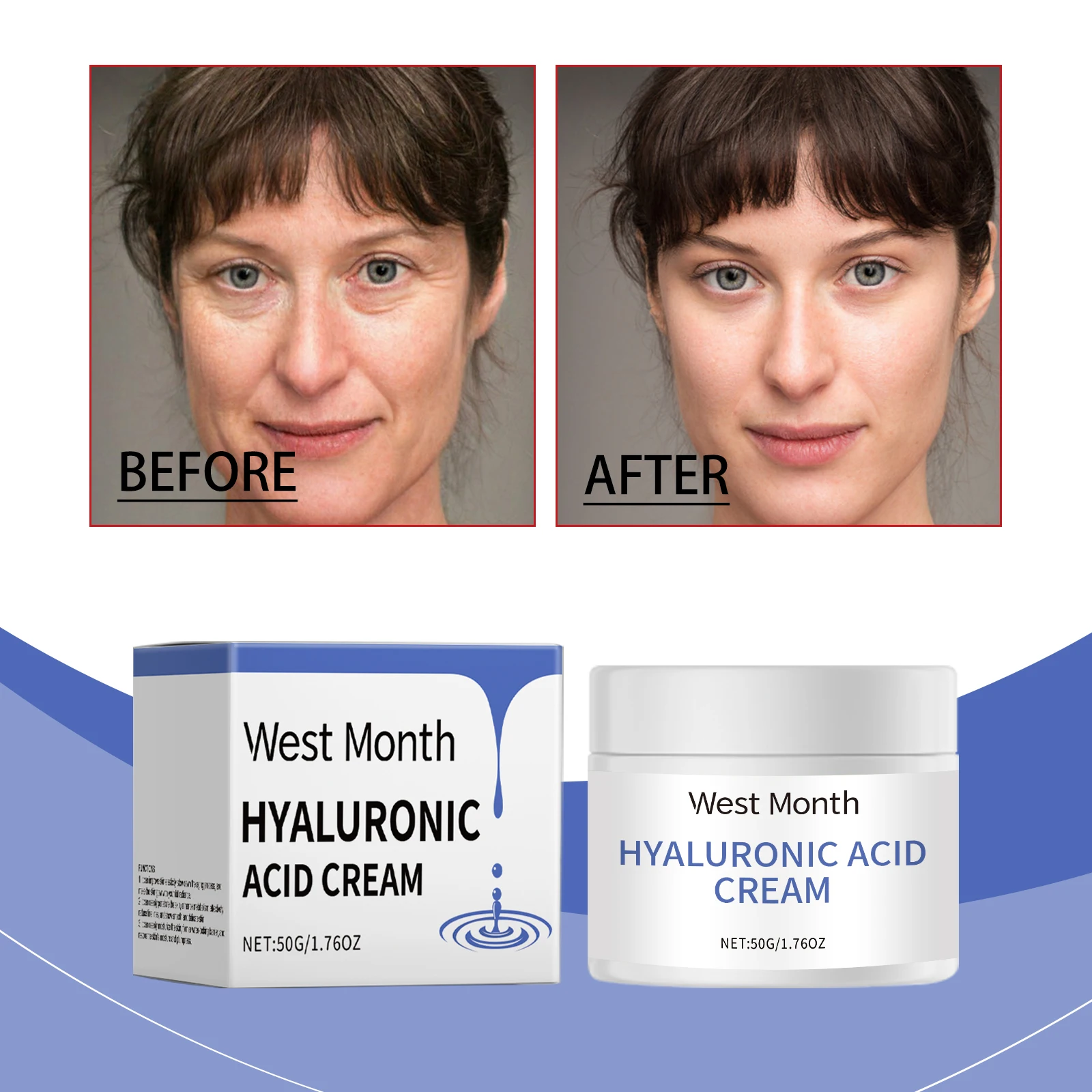 "Hydrating Hyaluronic Acid Cream for Face – Deep Moisturizing & Plumping Anti-Aging Skincare, 1.76 oz"
