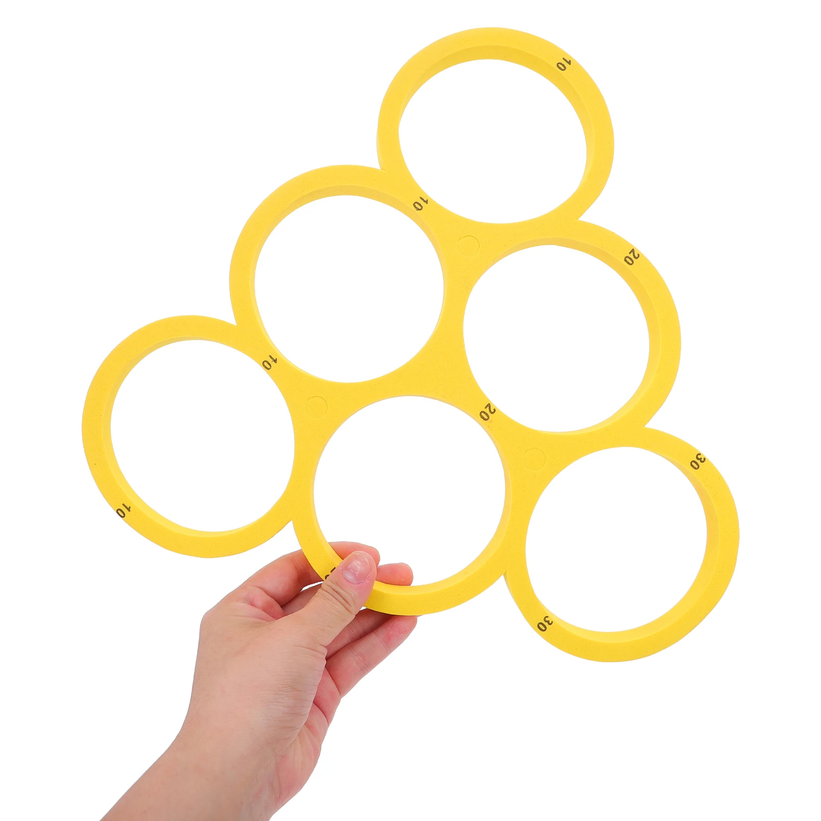 Zestaw do gry w rzucanie kółkami Eva z 12 pływającymi kółkami do basenu, sportów rodzinnych, gier wodnych na świeżym powietrzu z oznaczeniami punktacji.