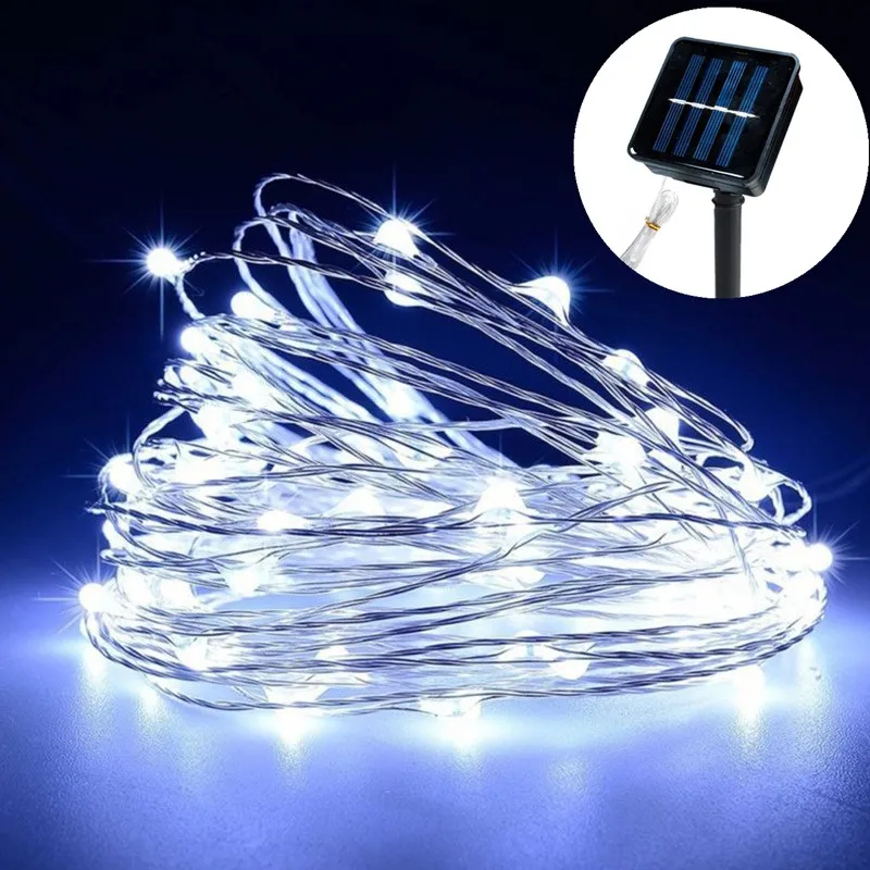 8Modes lumières féeriques solaires extérieures LED fil de cuivre lumières décoration de la saint-valentin mariage anniversaire Camping décor