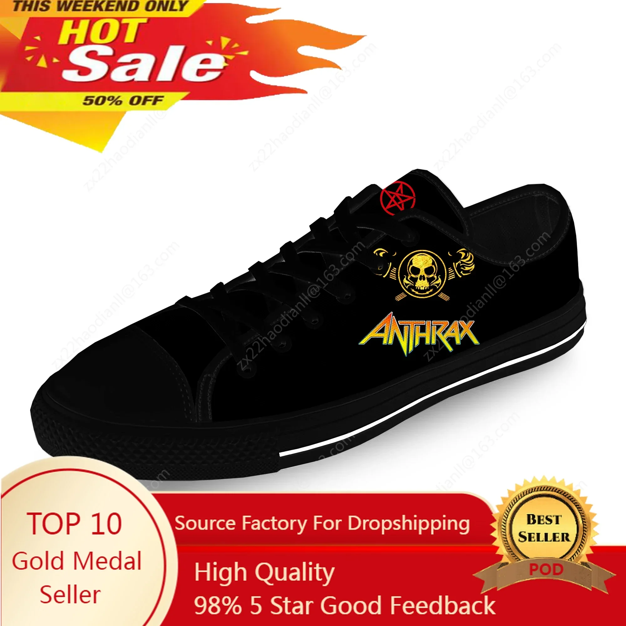 

Anthrax Rock Band Low Top Canvas Shoes Hot Cool Casual Cloth Fashion 3D Print Men Women Lightweight Breathable Sneakers