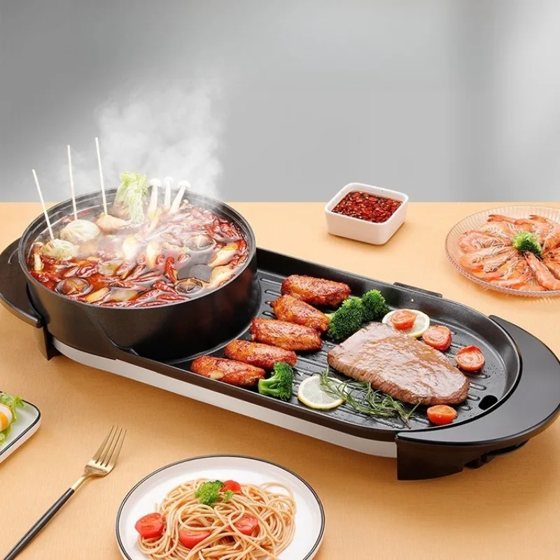 

Non-stick barbecue electric grill, Chinese electric grill, indoor grill and rinse integrated pot