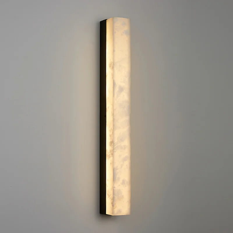 

Long Simple LED Natural Marble Wall Lamp Designer Living Room Background Wall Hotel Villa Bedside Decorative Lighting Fixtures