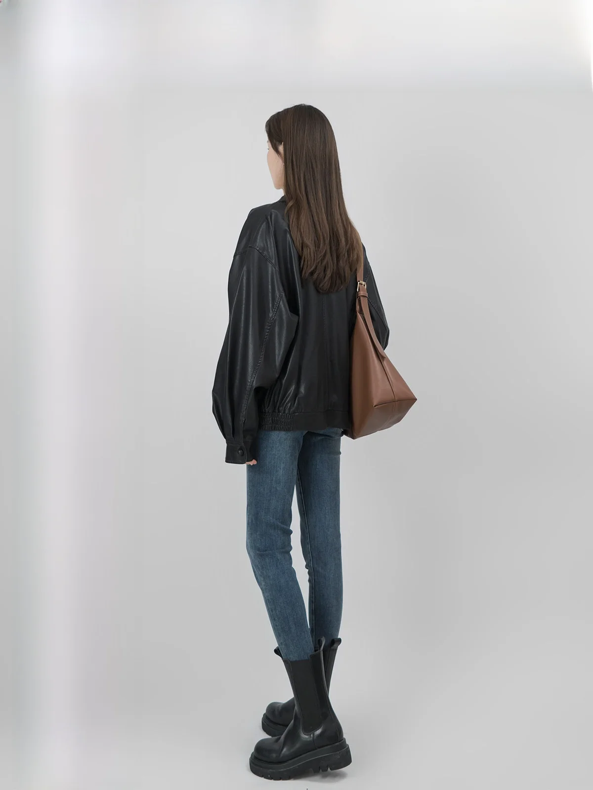 

Повседневное свободное женское пальто с волнистым яйцом в американском стиле, кожаное пальто для похудения Jaet Wave Egg Ape, осеннее кожаное пальто для отдыха в стиле ретро, Sense