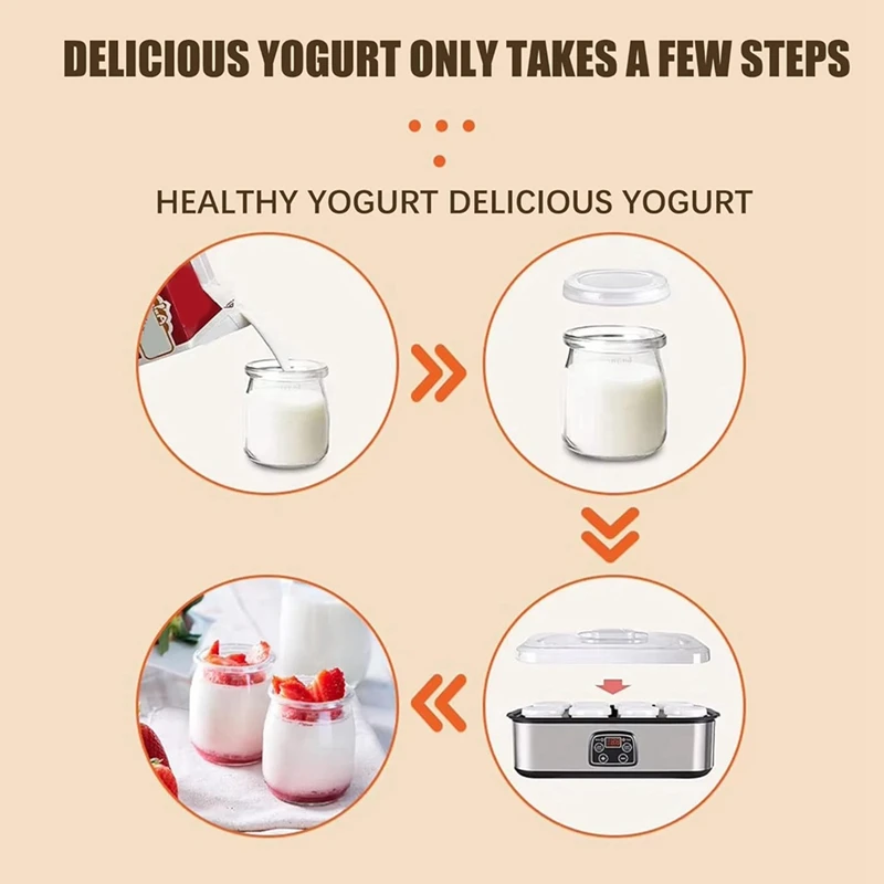 Yogurtera automática con 8 tarros de vidrio, máquina de yogur eléctrica con ajustable