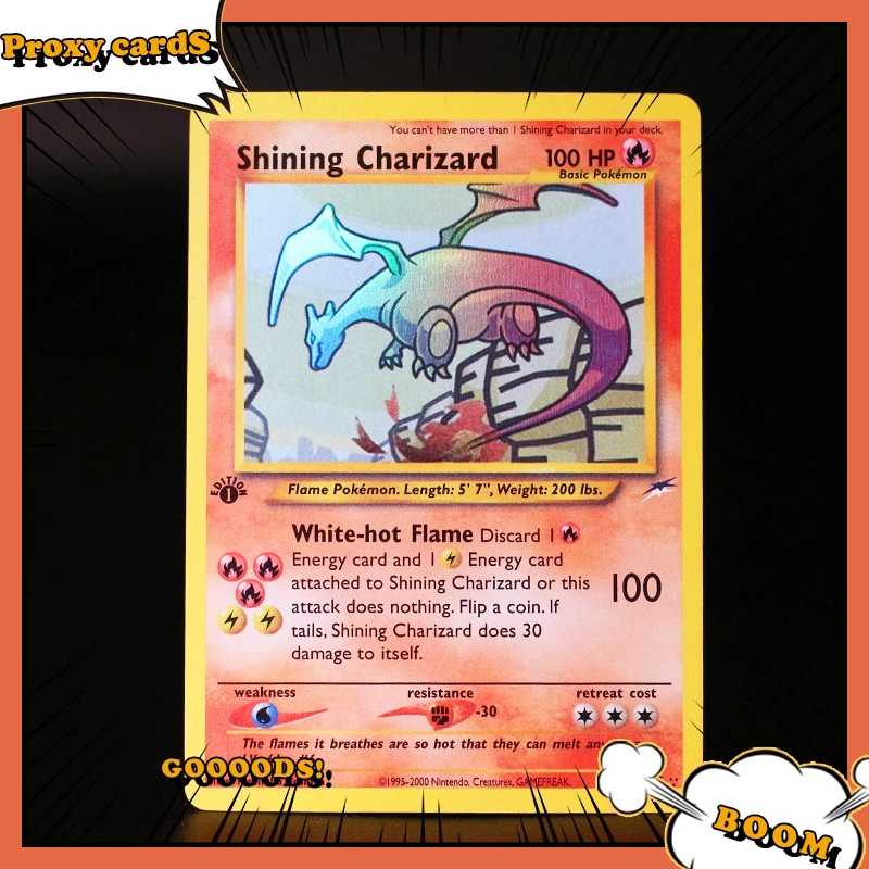 

Pokémon 1ST Edition Classic Base Cards FOIL Proxy Cards Entertainment Games PKM Shining Charizard Collection Board Games Card