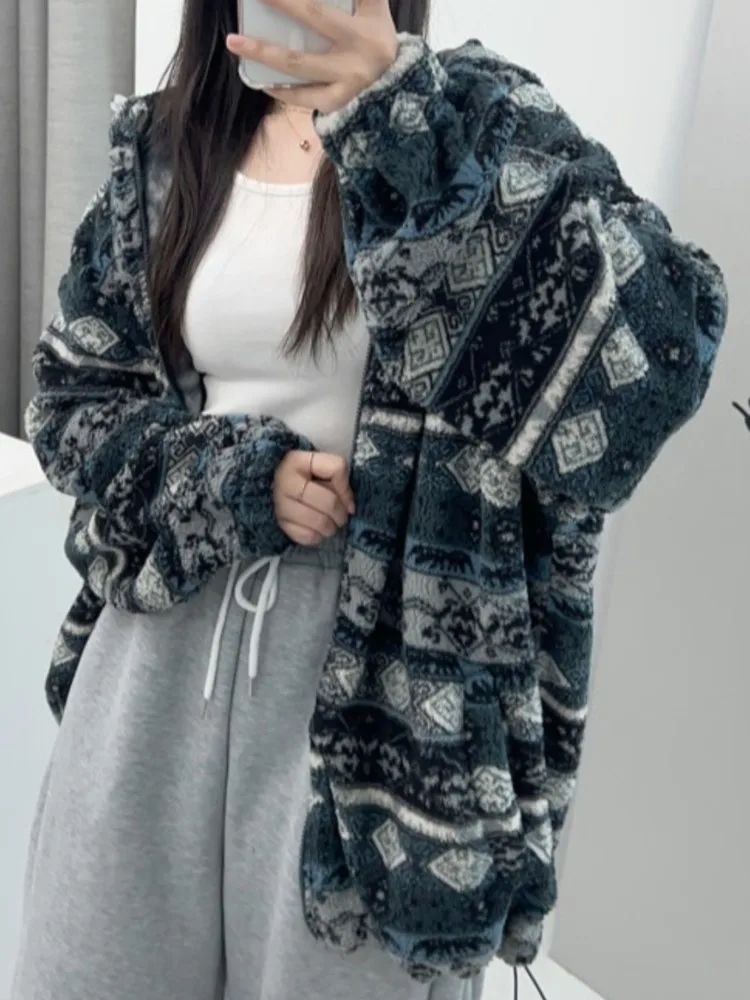 Autumn Winter Knitted Cardigan Hooded Coat Women Korean Loose Lazy Oaf Ladies Tops Coats Jackets Casaco Feminino