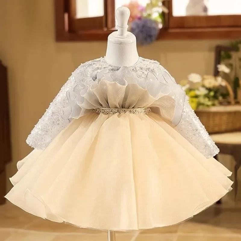 

High-End Children's Sequins Evening Gown Host Piano Performance Wedding Birthday Party Girls Dresses A4266 Bridesmaid Dress