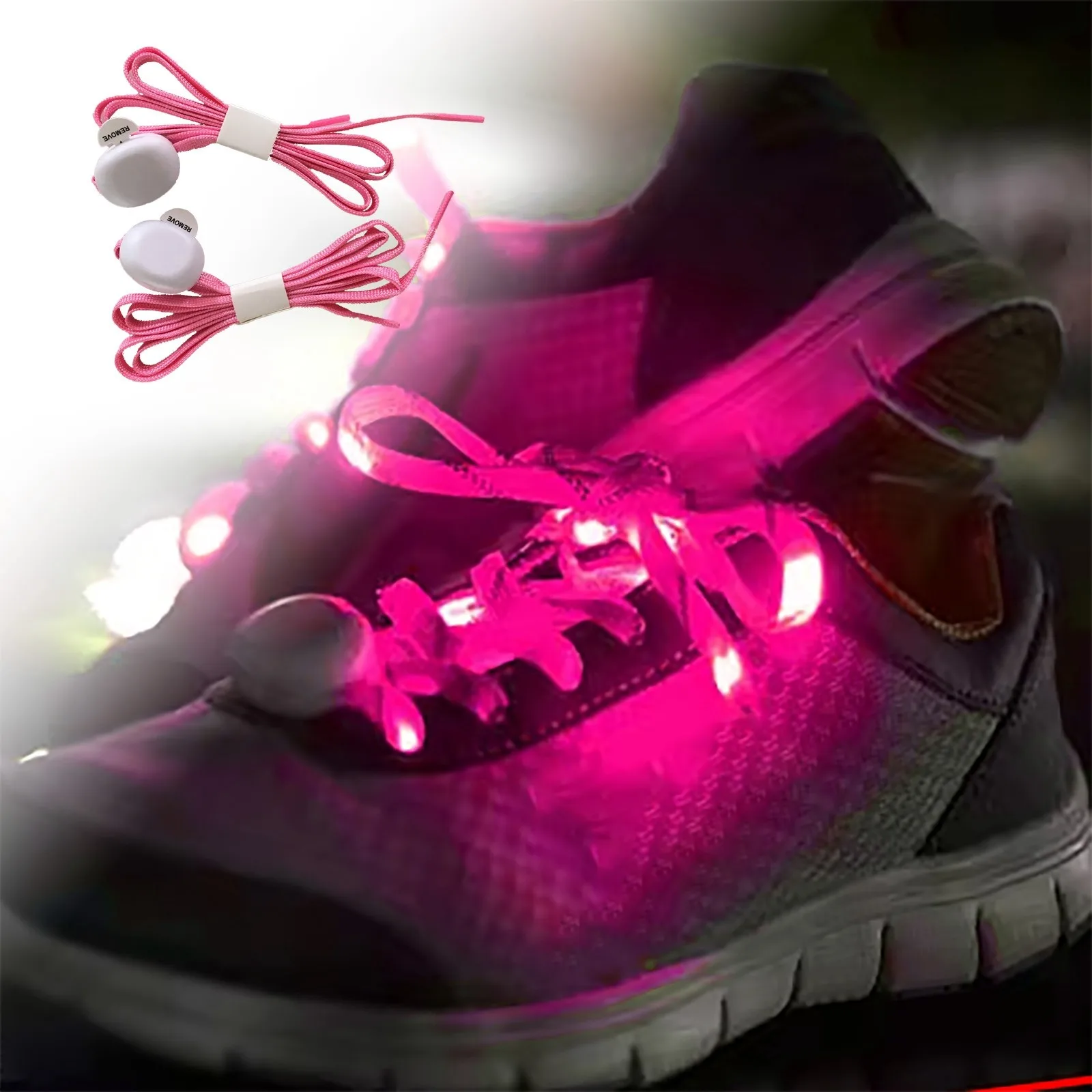 2pcs Sport Luminous Shoelaces Glow LED Shoe Strings Round Flash Light Shoelaces Batteries No Tie Lazy Shoe Laces Party Decor