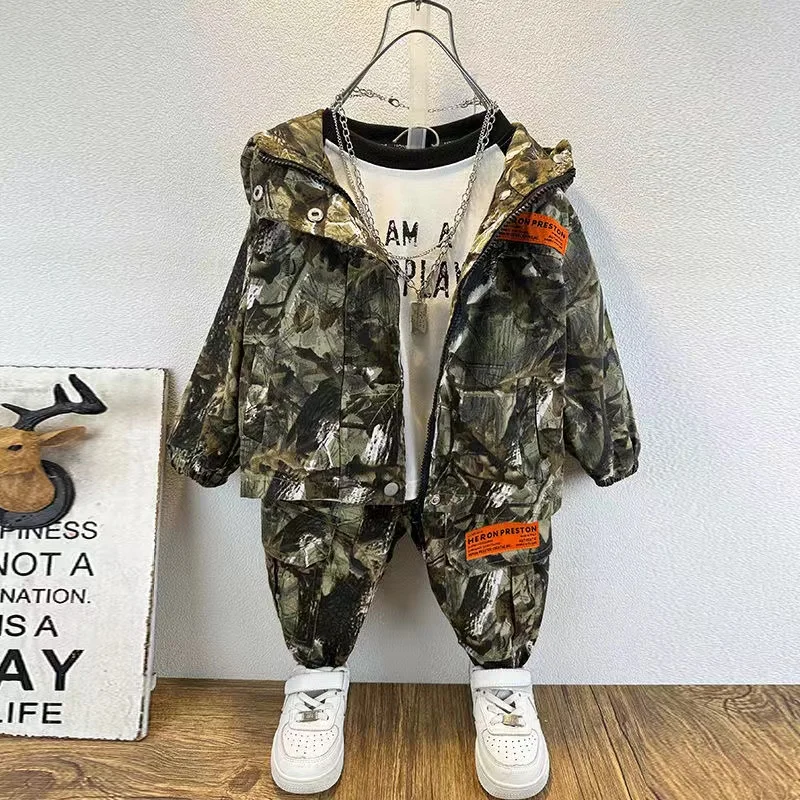 2025 Boys Camouflage Suit spring Autumn New Children Baseball Suit Two Piece Set Childrens Camouflage Summer Camp Suit