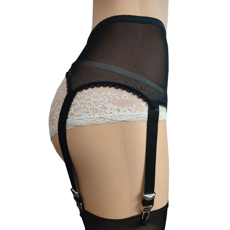 

Mesh Garter Belt for Women Black Sexy Transparent Suspender 6 Clips Garters for Stockings Fetish Exotic Lingerie Night Club