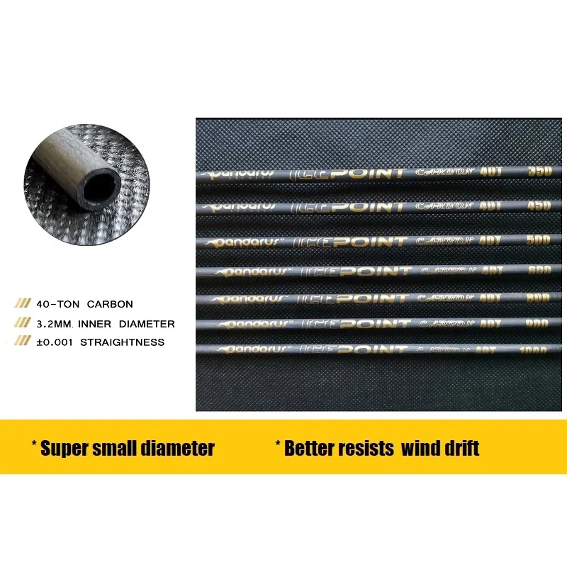 ID3.2mm Carbon Arrow 40-T Carbon Straightness 0.001 Spine350 400 500 600 700 800 9001000 Arrow Shaft for Recurve/Compound Bow