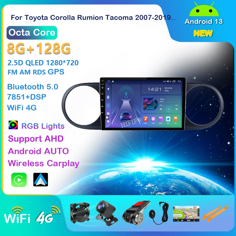 

For Toyota Corolla Rumion Tacoma Android 13 Car Radio Multimedia Navigation GPS Carplay BT Video Player Stereo Autoradio 2 Din