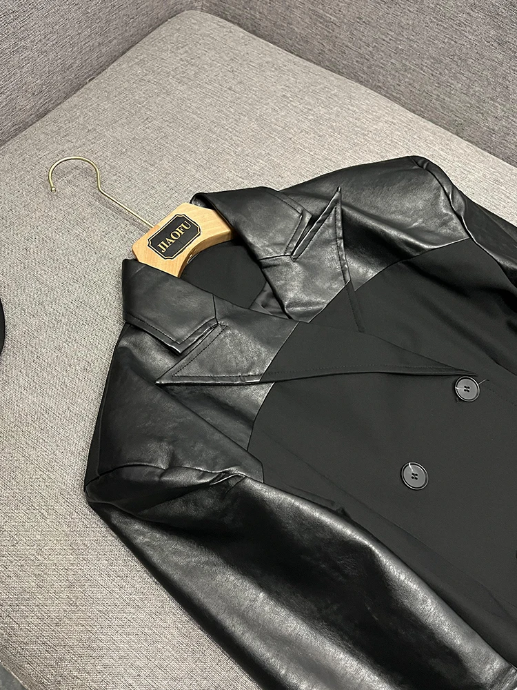 

Faionable Design Leather Patchwork Cool Coat Ветровка Верхняя одежда L04072 Обычное женское пальто JF Long Sve Cotton 00%