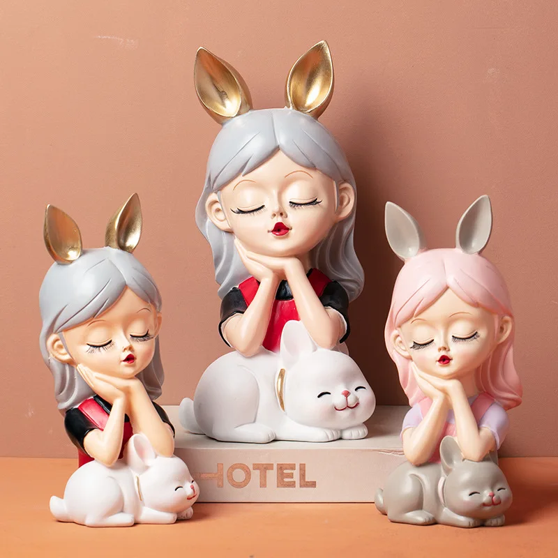 Cute FoyerStatue,Cat, Girl,Character,Resin Ornament,Home Decoration Figurine, Cute and Interesting Decorative Ornament Sculpture