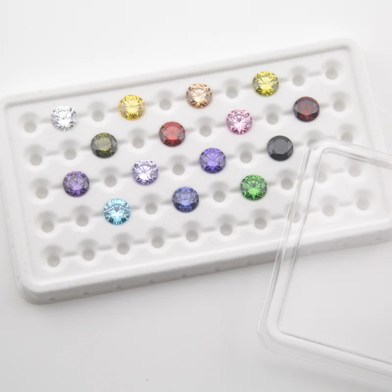 Size 4.0mm~10.0mm 5A Round Cut Mix 15 Colors Cubic Zirconia Stones Loose CZ Synthetic Gemstones for Jewelry Making