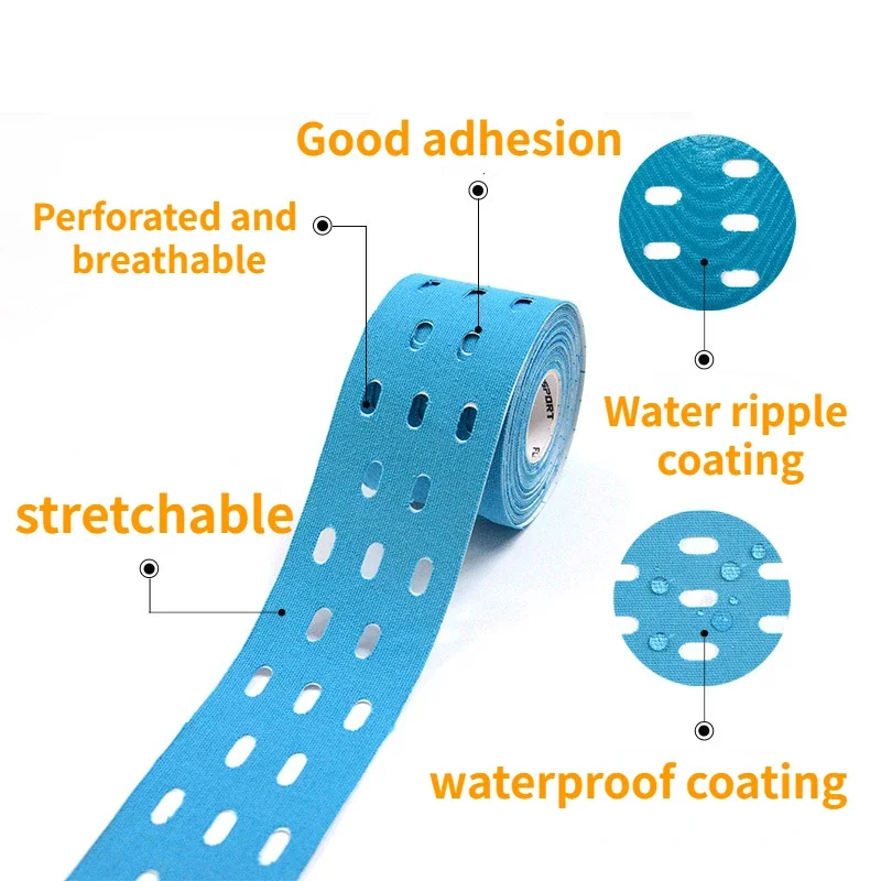 5cm Perforated Kinesiology Elastic Adhesive Tape Cotton Muscle Protection Athletes Breathable Gym Sports Glue Knee Protector