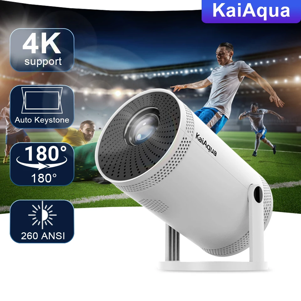 جهاز عرض صغير محمول يدعم 4K Dual Wifi6 260ANSI بلوتوث 5.0 1080P 1280*720P 180 °   دوران أجهزة العرض الخارجية للسينما المنزلية