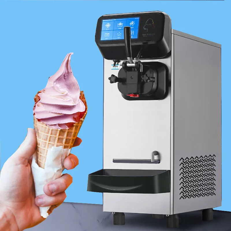 Ice Cream Machine Commercial Small Automatic Desktop Sundae Cone Single Head Pre-cooling Fresh-keeping