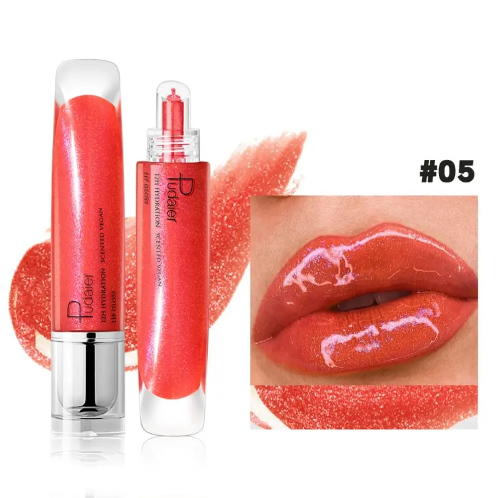 กระจกแบบพกพา Pearlescent Lip GLOSS Waterproof Moisturizing Lip Glaze Sweatproof Fine Shimmer Liquid ลิปสติก Make Up