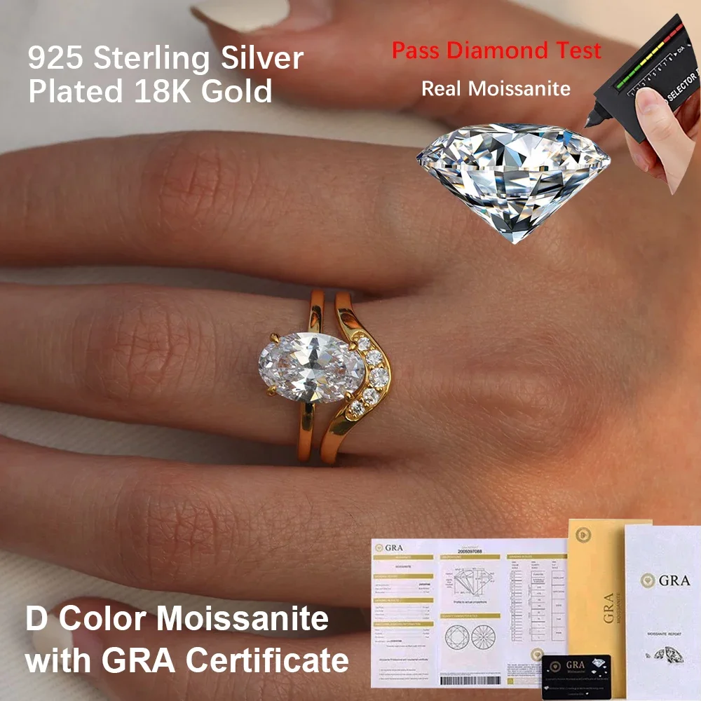 QIBAOKU GRA Moissanite Ring Set S925 Silver for Women Marquise/Oval/Pear Cut Lab-grown Diamond Wedding Band Gift Jewelry 2026