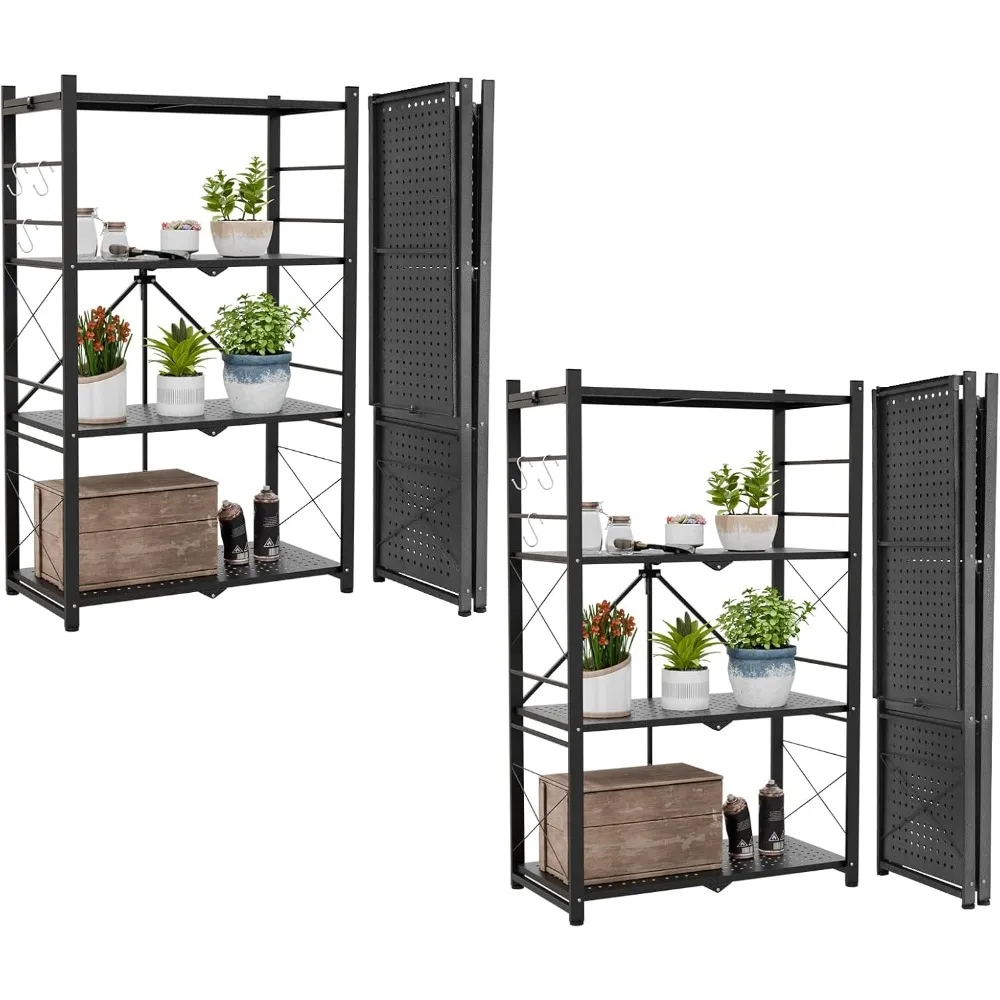 

4-уровневая складная полка для теплицы, сверхмощная металлическая стойка для хранения, без сборки, стальные стеллажи, подставка для растений для использования в помещении и на открытом воздухе