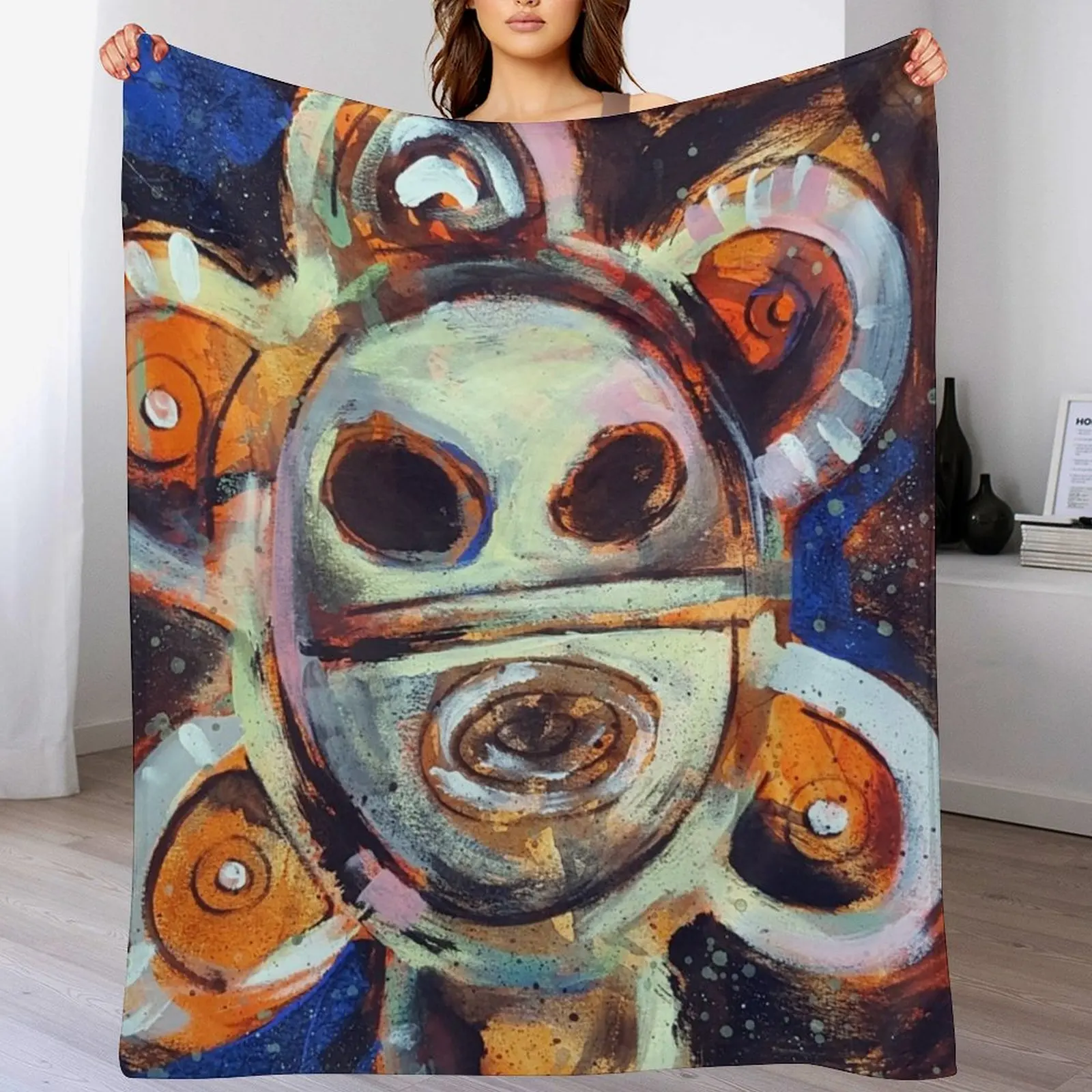 Taino Sun of Jayuya Puerto Rican Art Throw Blanket Hairys Bed covers warm winter Large Blankets