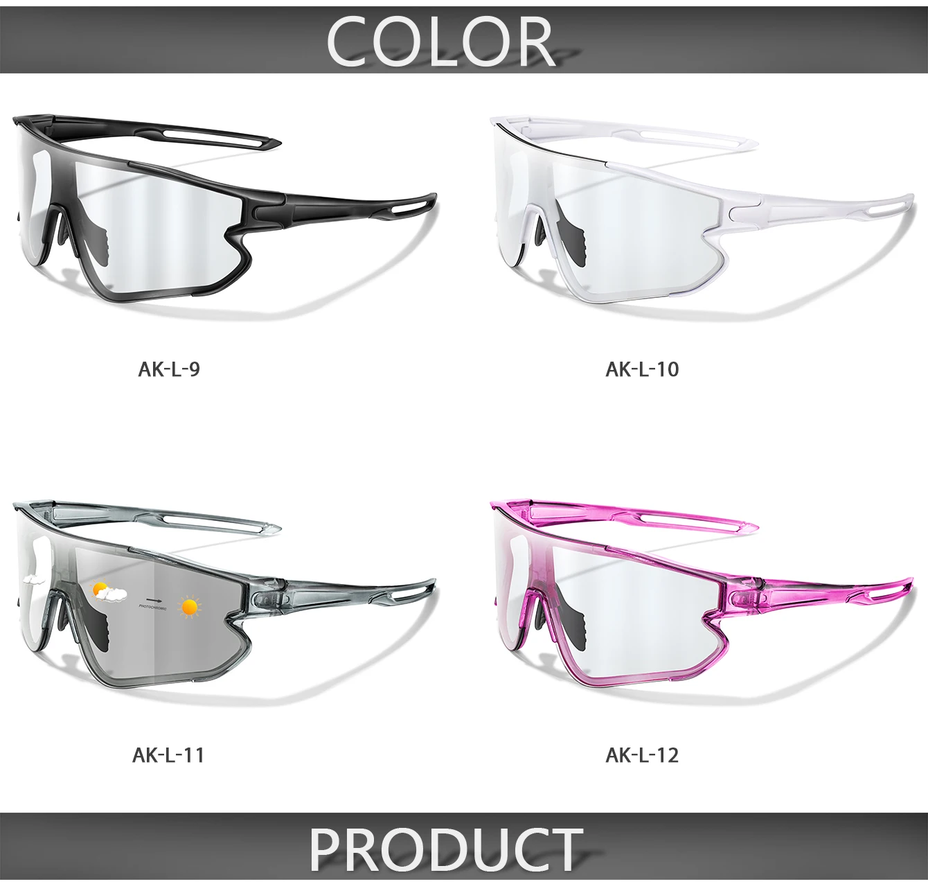 2 Packungen Männer Frauen Photochrome Radfahren Sonnenbrillen Outdoor Laufen Radfahren Mtb Fahrrad Wandern Fahren Brillen Mode Gläser – Detail 3