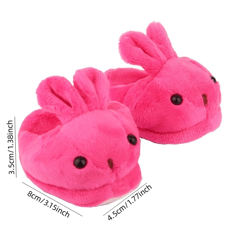 43cm Doll Plush Shoes Lovly Rabbit Fuzzy Slipper Hole Shoes Fit 18 Inch American Baby New Born Doll Accessories Festival Gift