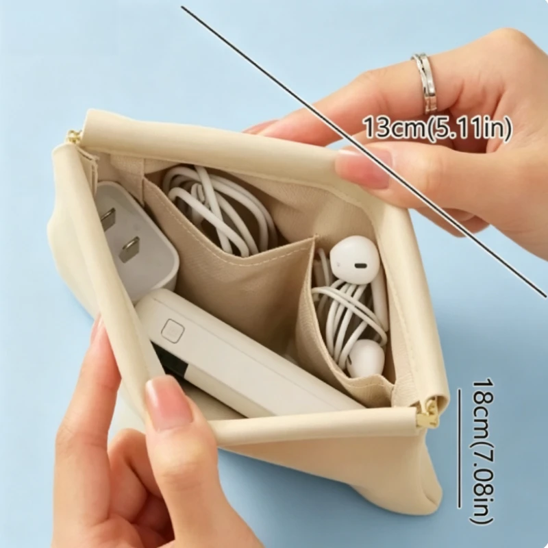 Bullet Storage Bag with Automatic Closure, Wired Headphone Storage Bag, PU Coin Purse, Mini Portable Lipstick and Makeup Bag