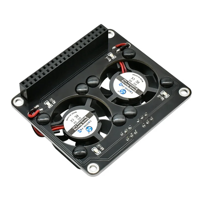 Двойной экран охлаждающего вентилятора Forraspberry Pi 4B Forraspberry Pi 5B с радиатором Зеленый светодиод RPI Радиатор-AU47