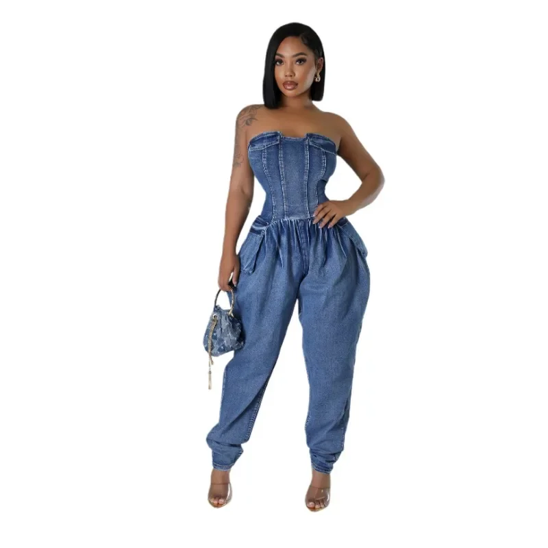 Off Shoulder Women Jumpsuits Solid Sleeveless Rompers 2024 New Fashion Streetwear Workout Activewear Sexy Club Party One Piece