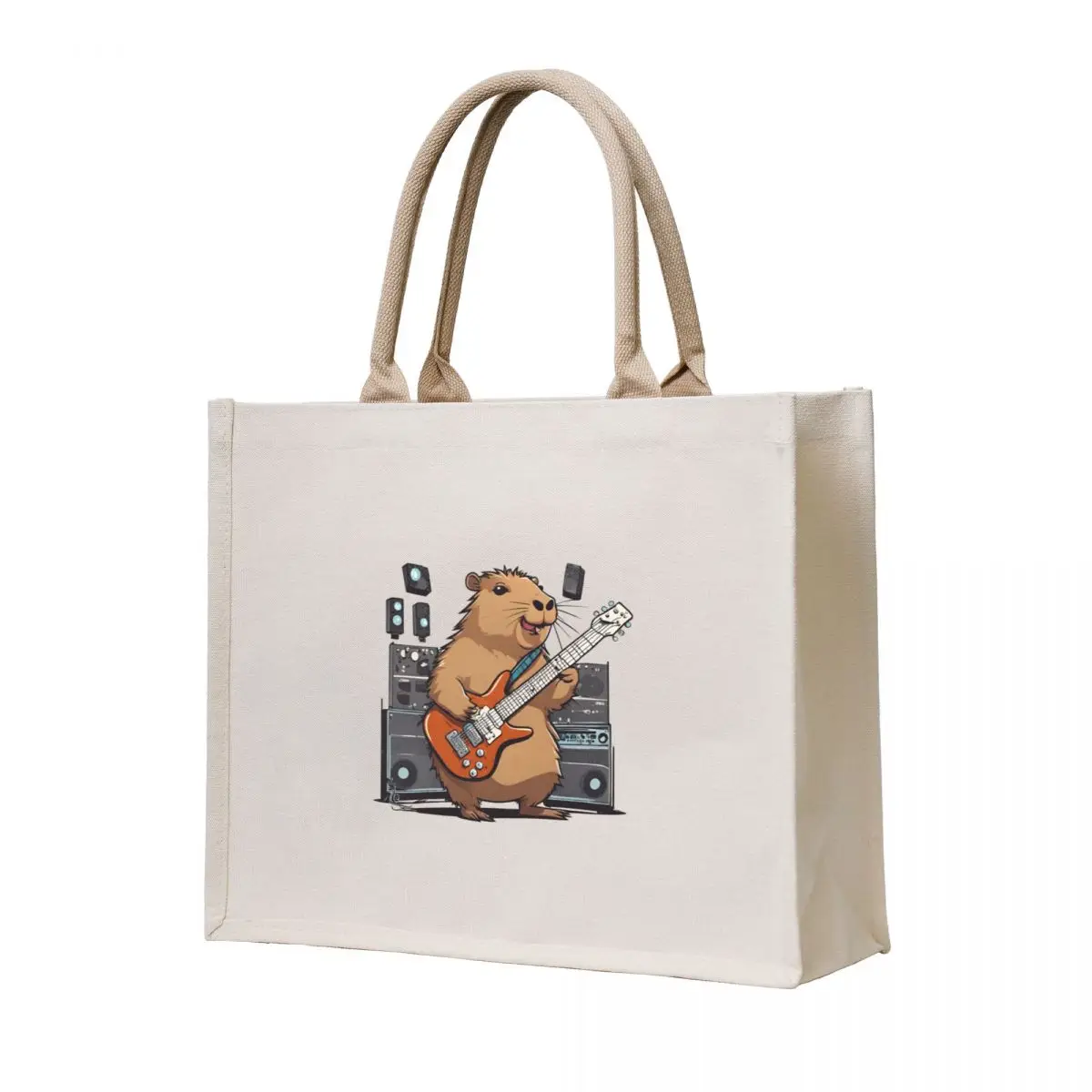 Rock capibara guitarra eléctrica bolso de mano bolsas reutilizables bolso de mujer bolso de compras reutilizable