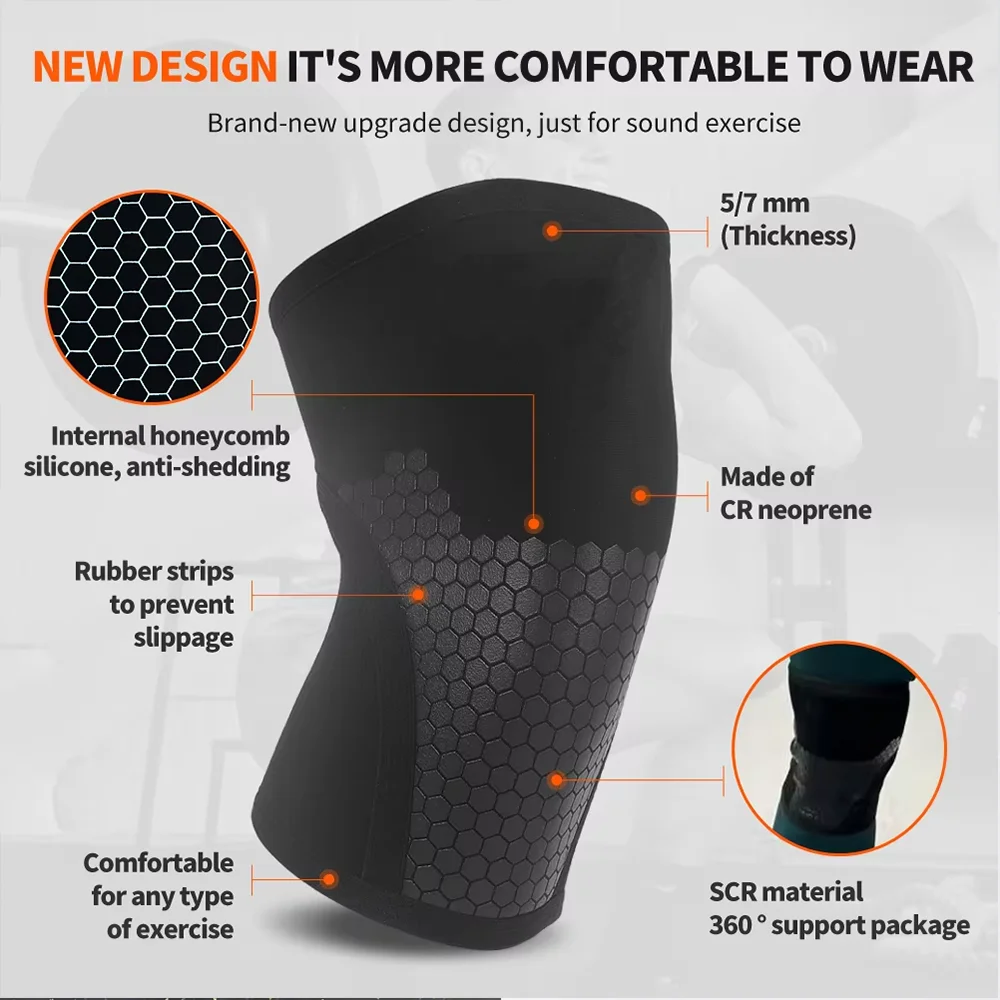 Crazyfox 2 Pack Knee Braces for Knee Pain, Knee Compression Sleeve for Men and Women, Knee Support for Meniscus Tear,Weightlift