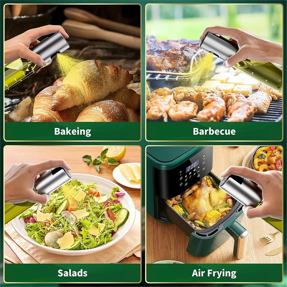 M10K Light-Proof Bottle Reinforced Glass Oil Sprayer for Cooking, Salad, Grilling, Baking - 100ml