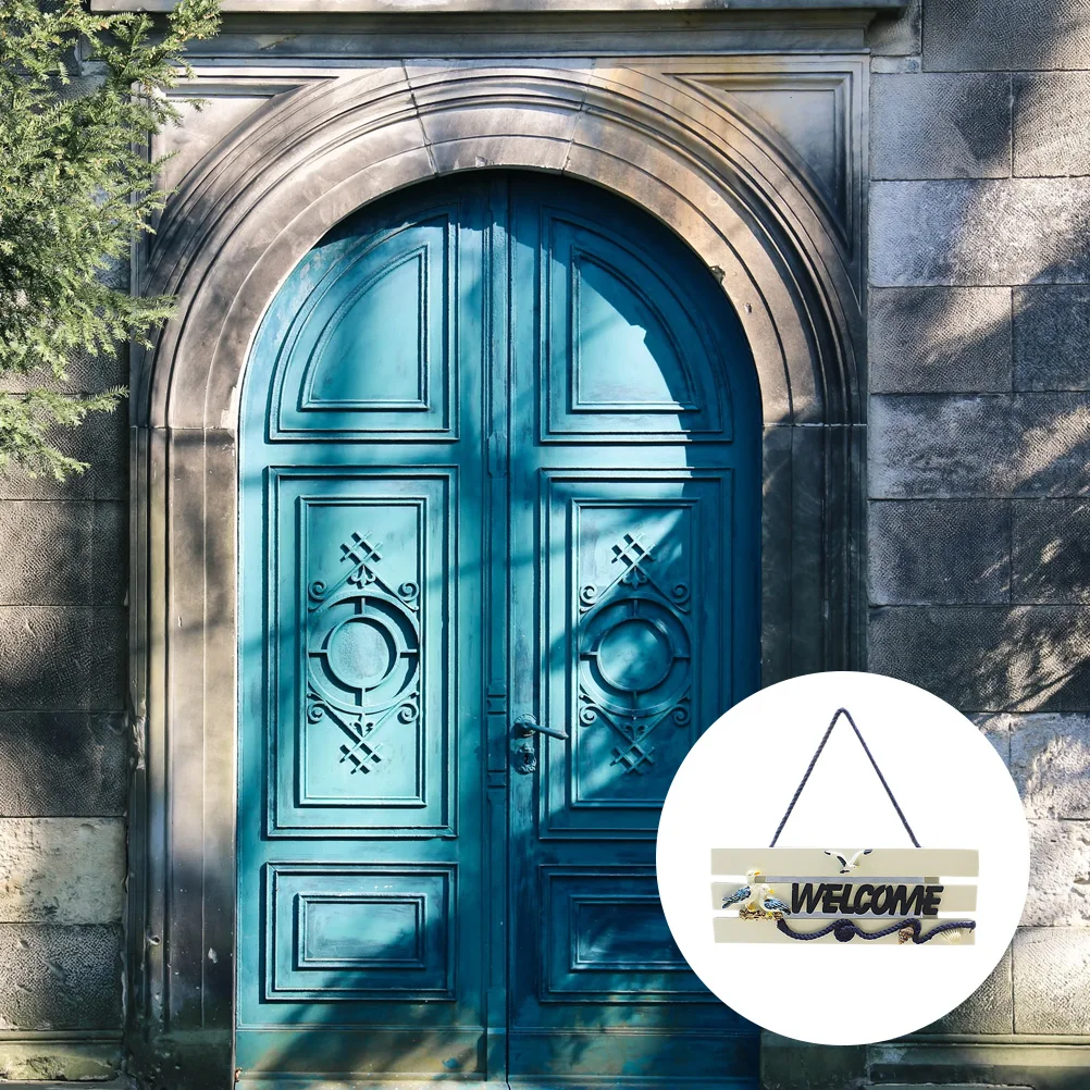 1 قطعة خشب الصنوبر ترحيب علامة معلقة لوحة الباب نمط البحر الأبيض المتوسط الإبداعية بحري جدار زخرفة للمنزل متجر استوديو ديكور #6