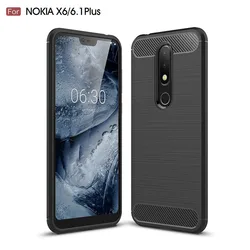 Luxury Carbon Fiber Case for Nokia 6.1plus 6.1+ Anti Scratch Shockproof Back Cover for nokia X6 Nokia 6.1 Plus Silicone Case