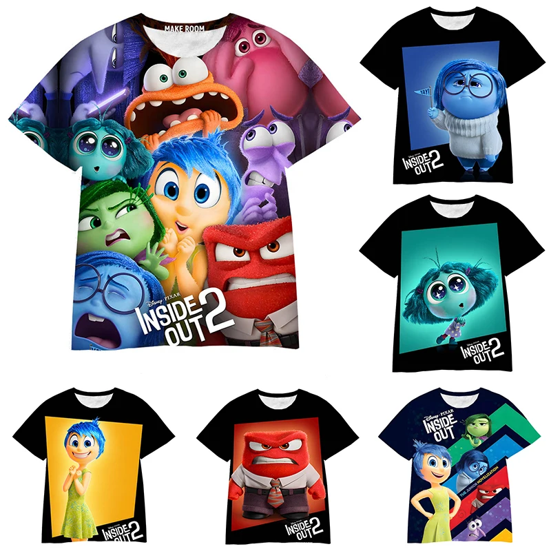 Summer Inside Out 2 T Shirt Kids Teen Boys Cartoon T-shirt Short Sleeve Top Funny Tee Clothes Girls Training Uniform Clothing