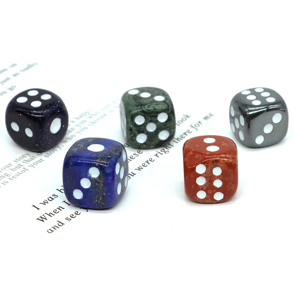 16mm Six Sided Portable Table Playing Game Dice Natural Stone Amethyst Rose Quartz Obsidian Club Family Party Entertainment Gift